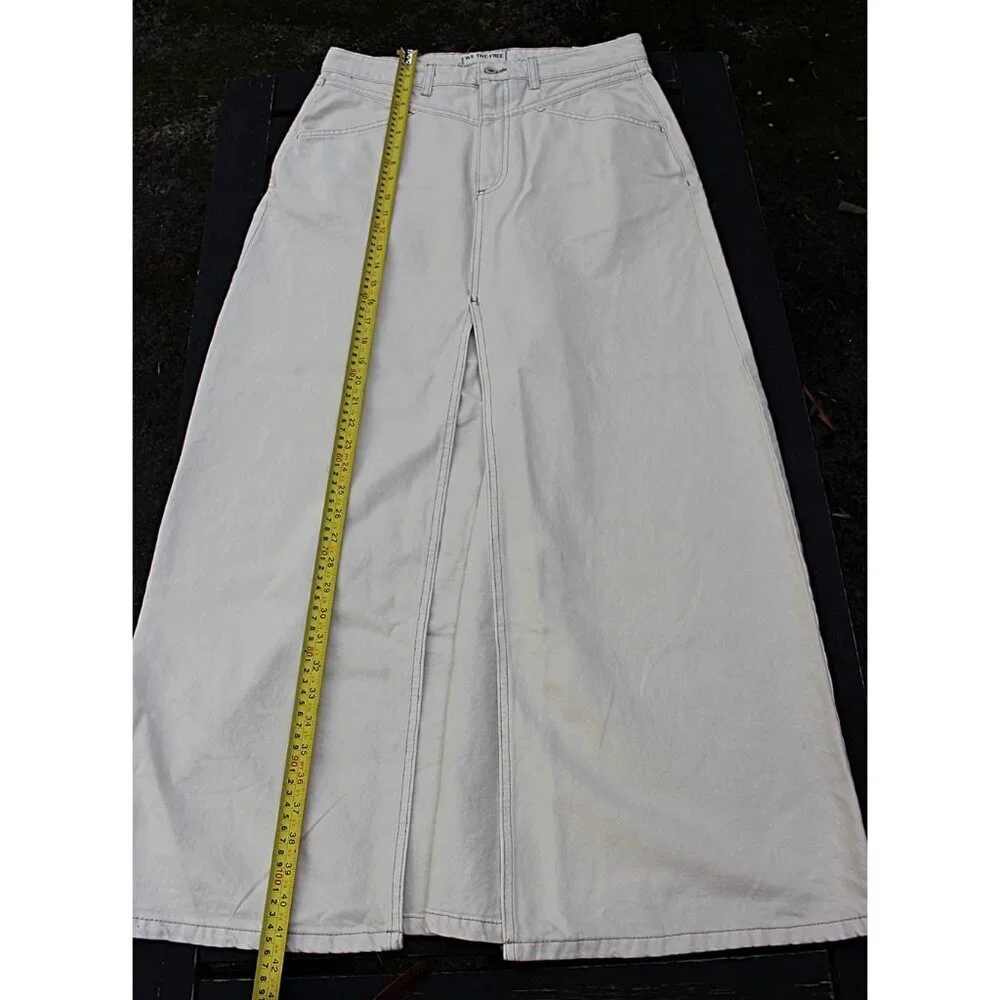 NEW Free People We the Free - Come As You Are Denim Maxi Skirt in WISP - sz 10 - Picture 7 of 11